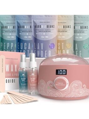 Tress Wellness Waxing Kit Pink + Extra Silicone Liner & Tools Bundle